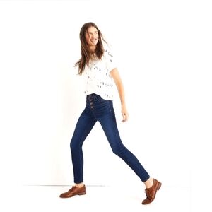 Madewell Tall 9" Mid-Rise Skinny Jeans in Medium Wash Button-Front Sz 27